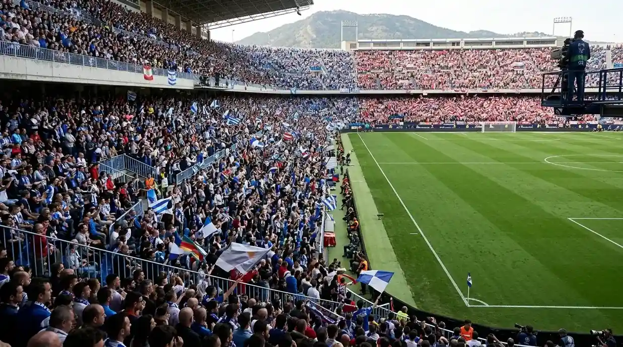 Estadio lleno en partido de LaLiga EA SPORTS con afición celebrando